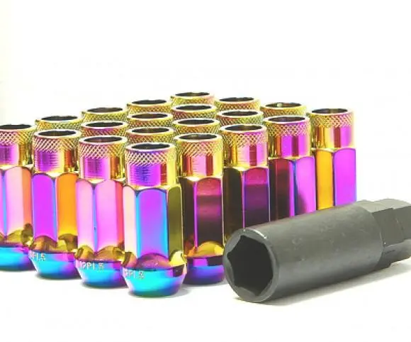 Wheel Mate Muteki Sr48 Neon-Colored Open-End Locking Lug Nut Set – 12X1.50 Thread, 48Mm Length 1