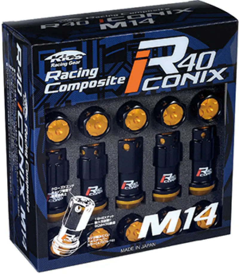 Project Kics Iconix Locking Lug Nut Set – 14×1.25 Thread, Black Cap, R40 Style 1