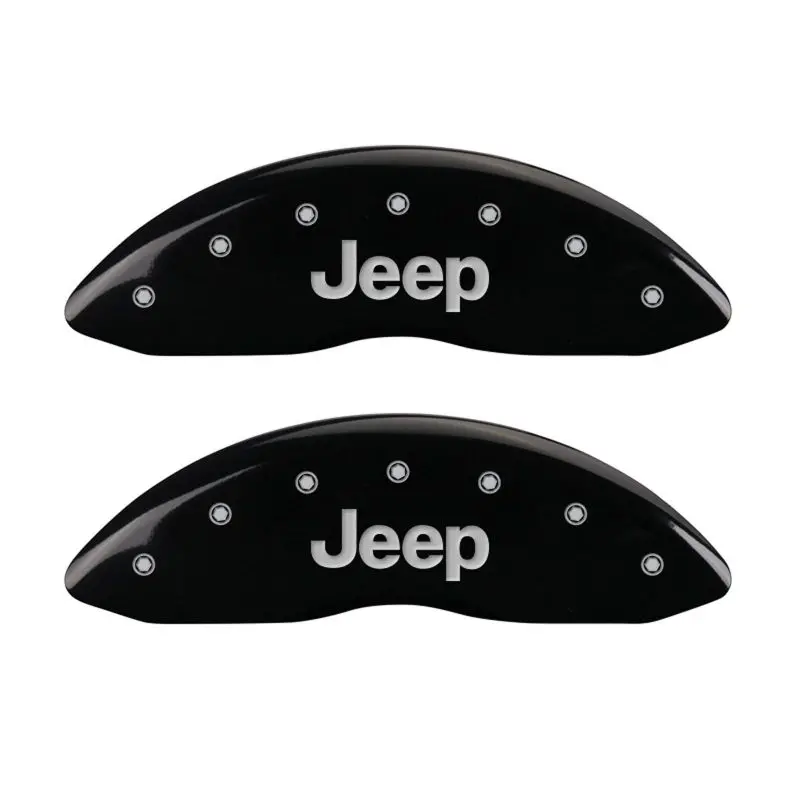 Mgp Engraved 4-Piston Caliper Covers For Jeep – Front & Rear, Black With Silver Accent 1