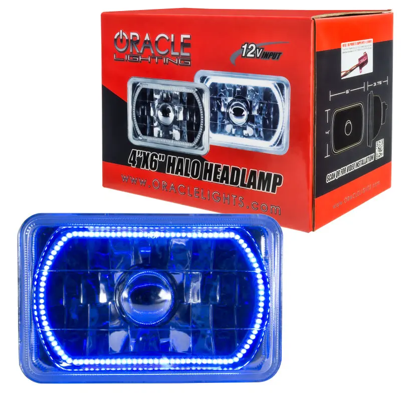 Oracle Lighting Pre-Wired Sealed Beam Headlights – 4X6 Inch Blue Halo Accent For Classic Or Custom Installations 2