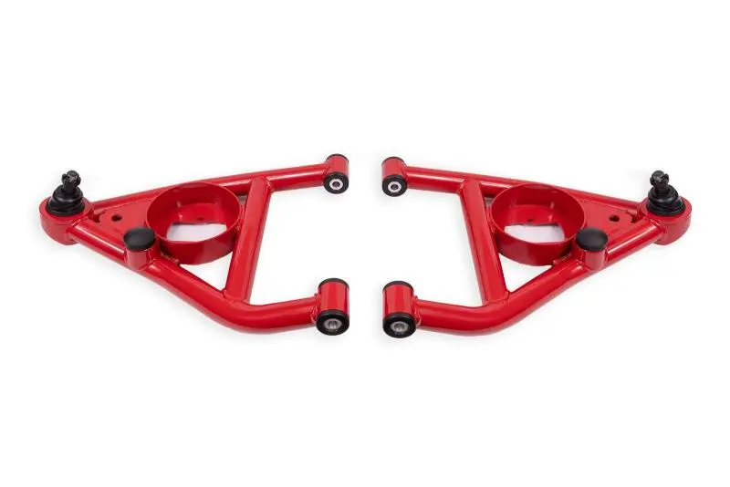 Bmr Lower A-Arms For 1968–1974 Chevrolet Nova – Delrin Ball Joints, Includes Bump Stops, Red Finish 1